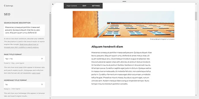 squarespace general settings