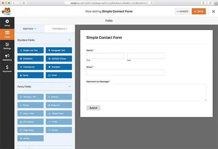 WPForms screenshot