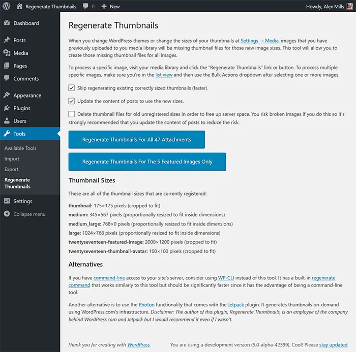 Regenerate Thumbnails screenshot