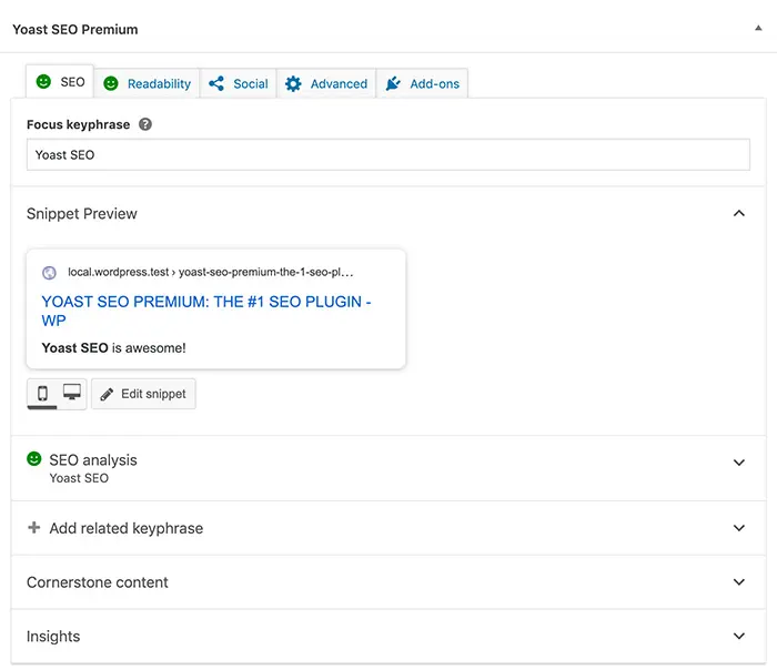 Yoast SEO screenshot