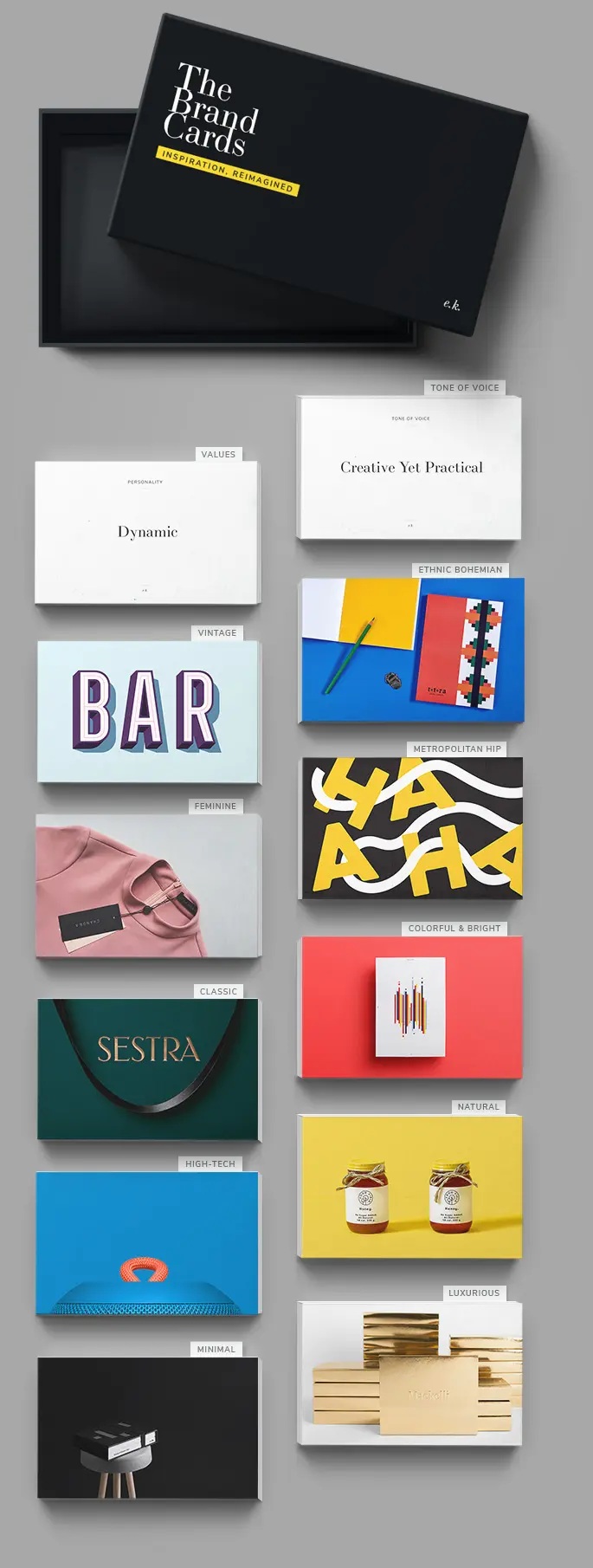 black box packaging style cards